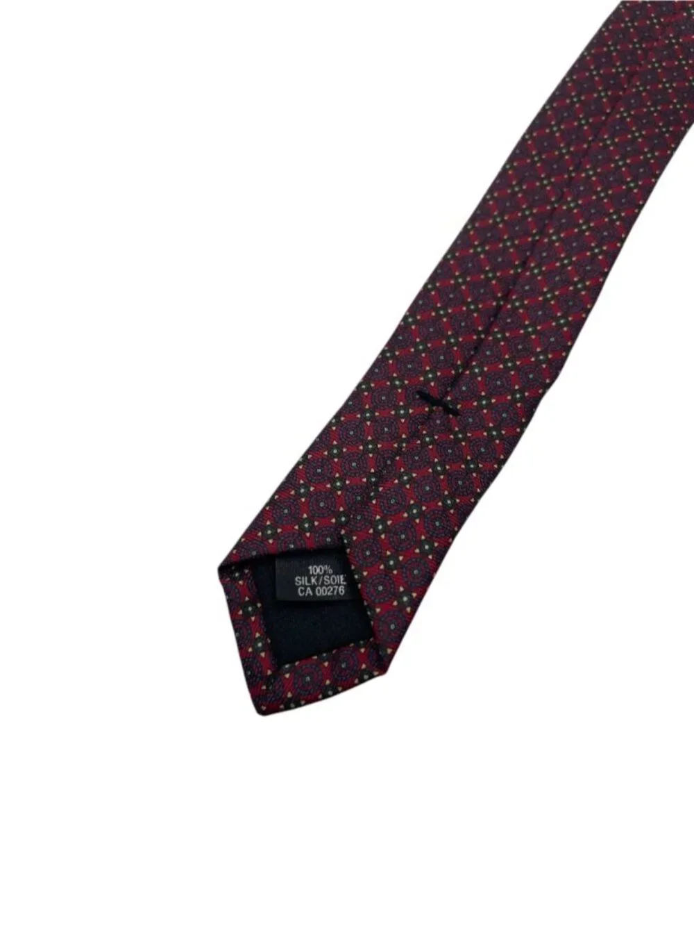 Monsieur Pierre Paris Vintage Silk Tie Dark Red Multicolour Pattern Made in Pari